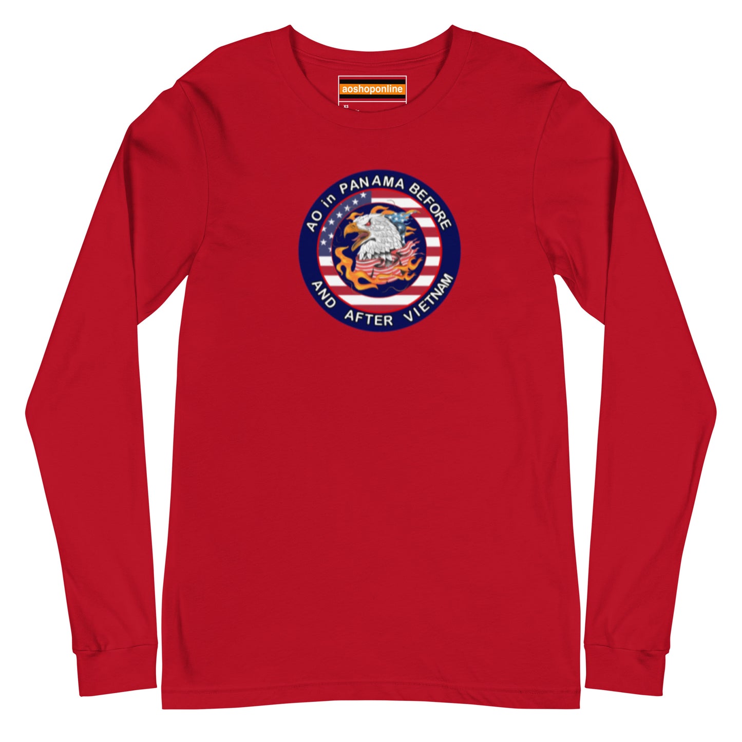 Panama Canal Zone Veteran Unisex Long Sleeve Tee with the design AO in Panama before and after Vietnam