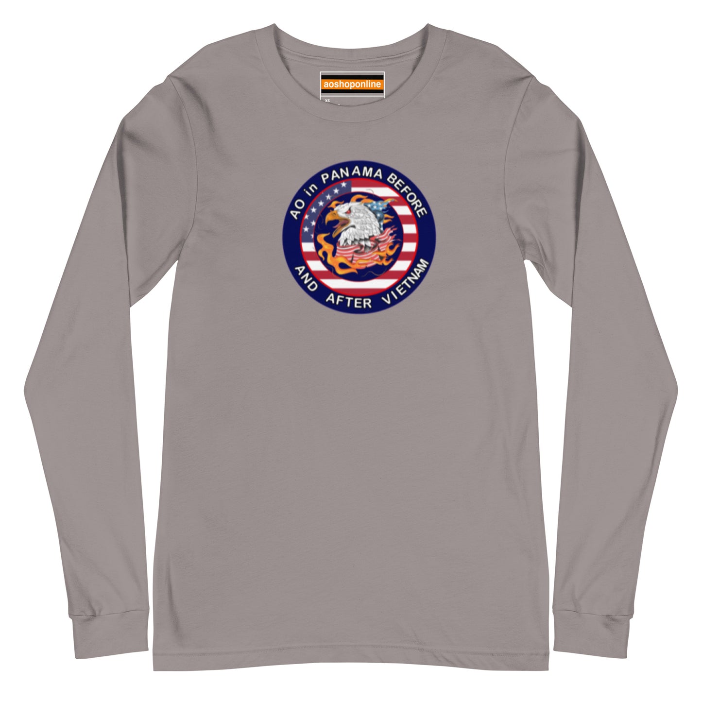 Panama Canal Zone Veteran Unisex Long Sleeve Tee with the design AO in Panama before and after Vietnam