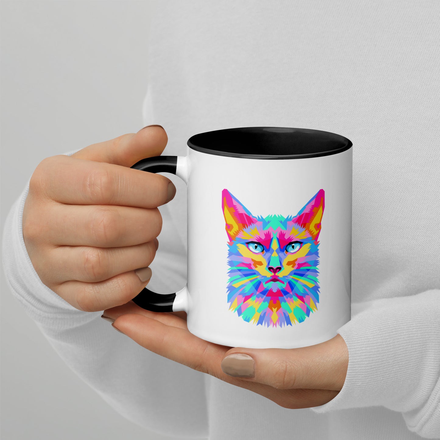Mug with Color Inside - Pretty kitty design