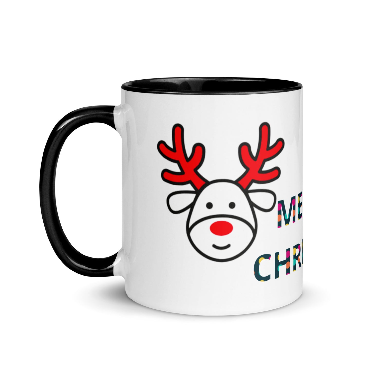 Mug with Color Inside - Christmas design reindeer with Merry christmas