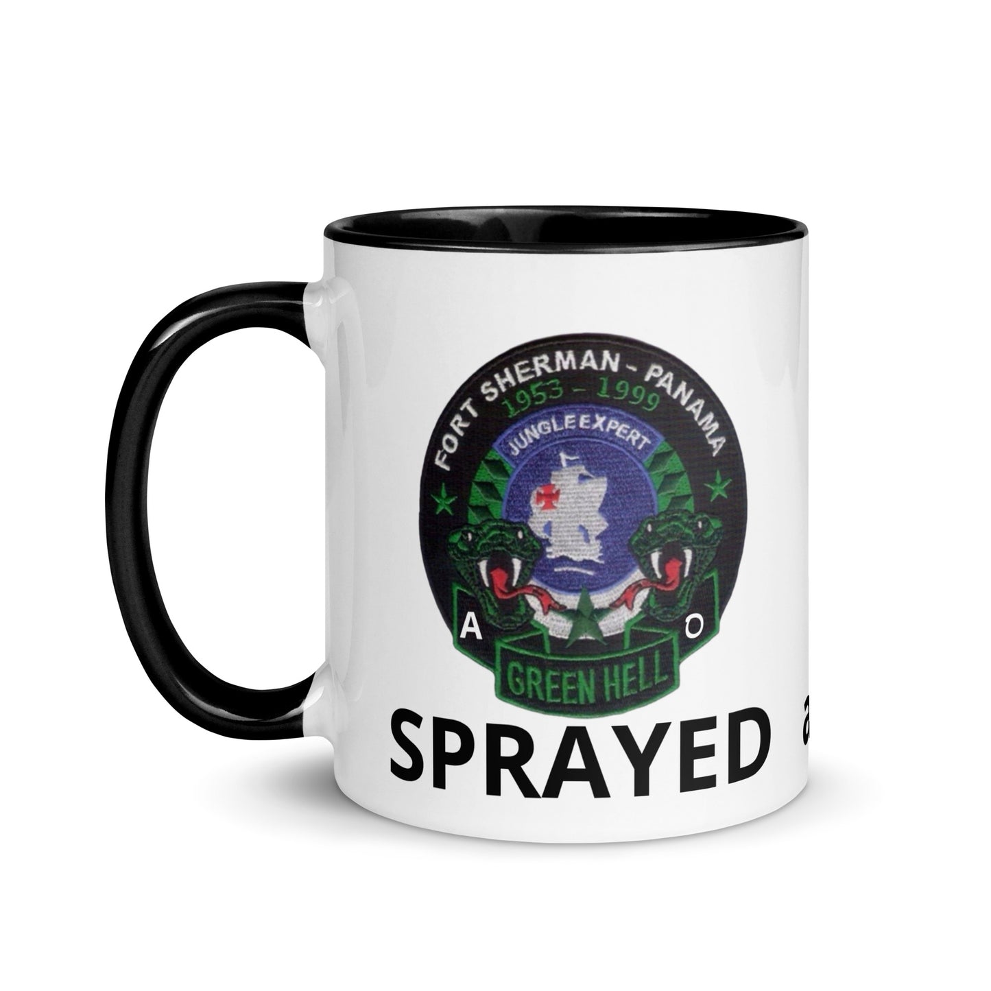 Panama Canal Zone Veterans Mug with Color Inside Green Hell Jungle Expert Design Sprayed and Betrayed