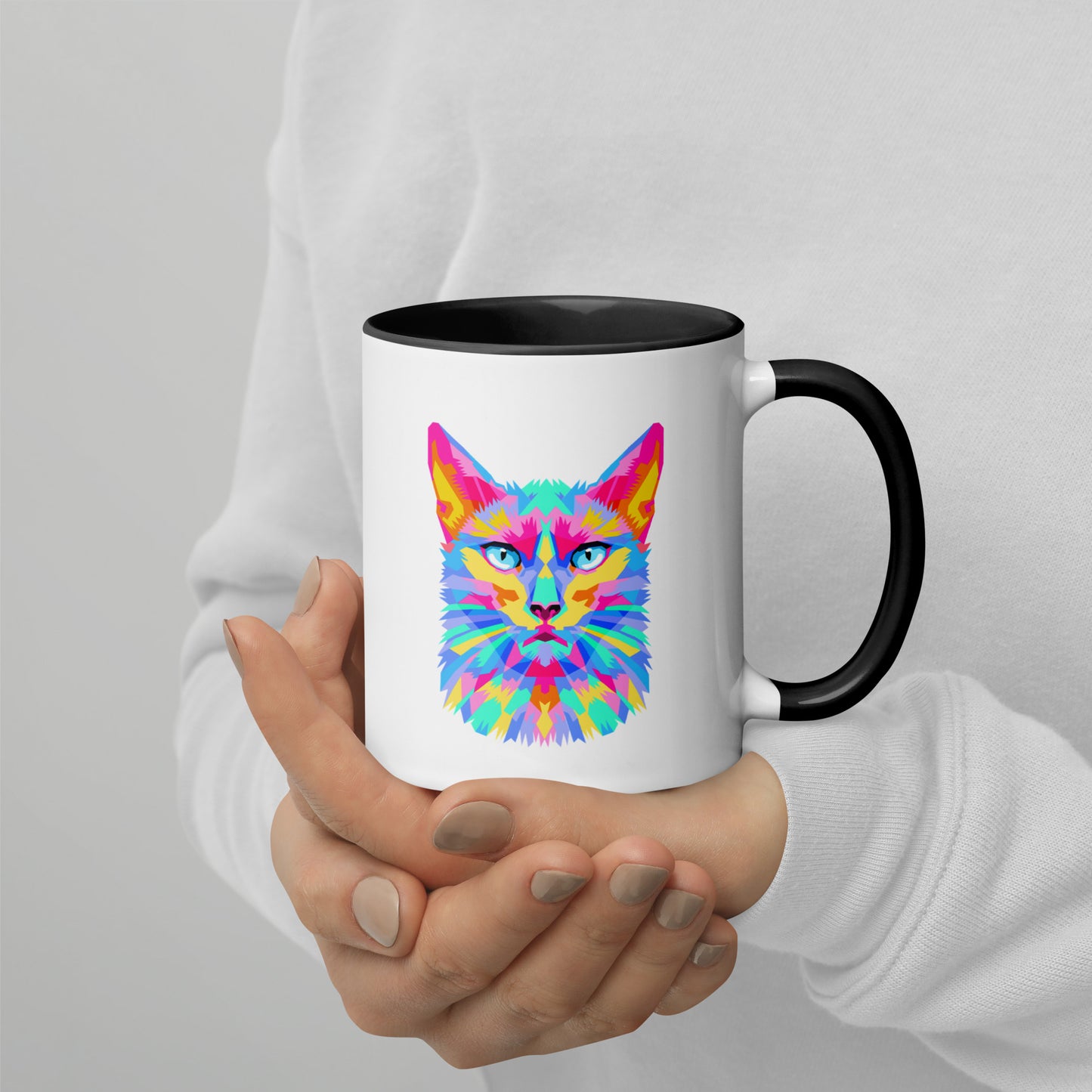 Mug with Color Inside - Pretty kitty design