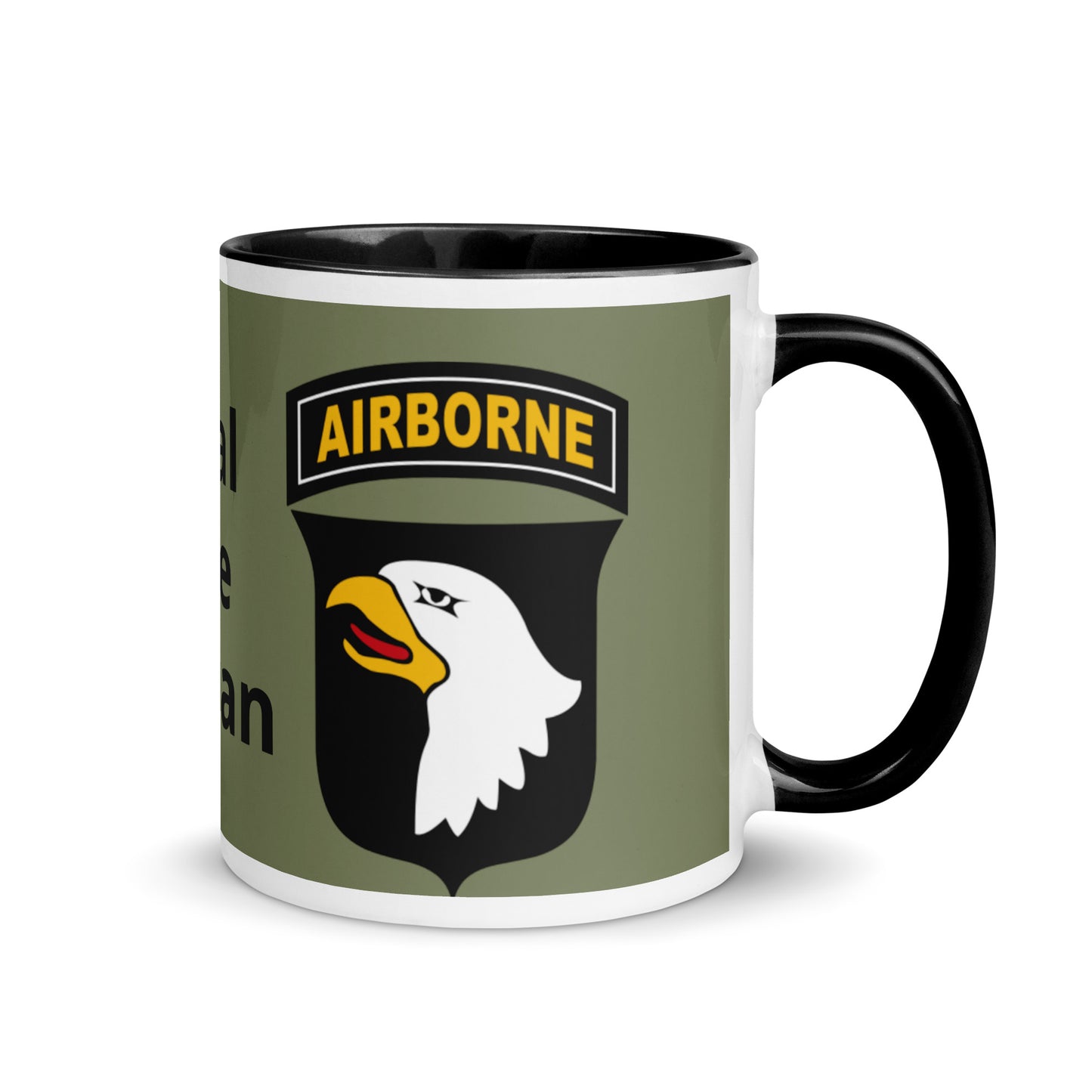Mug with Color Inside - airborne design with army green background