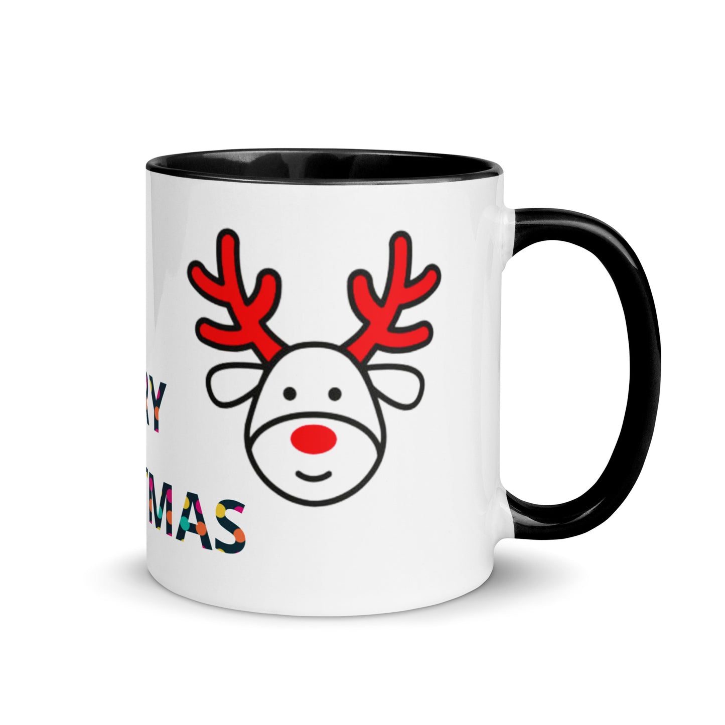 Mug with Color Inside - Christmas design reindeer with Merry christmas