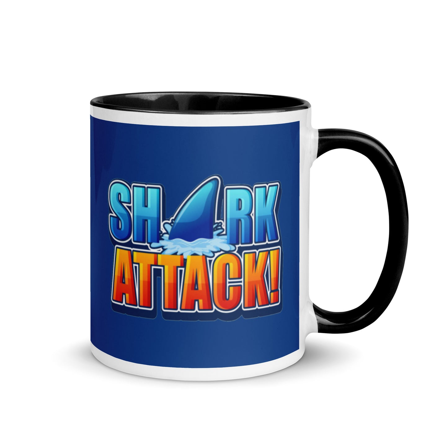 Mug with Color Inside - Shark Attack design cup color blue