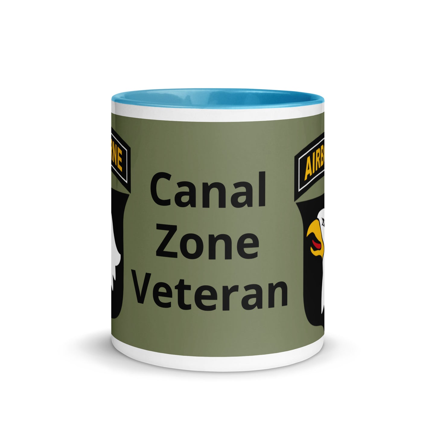 Mug with Color Inside - airborne design with army green background