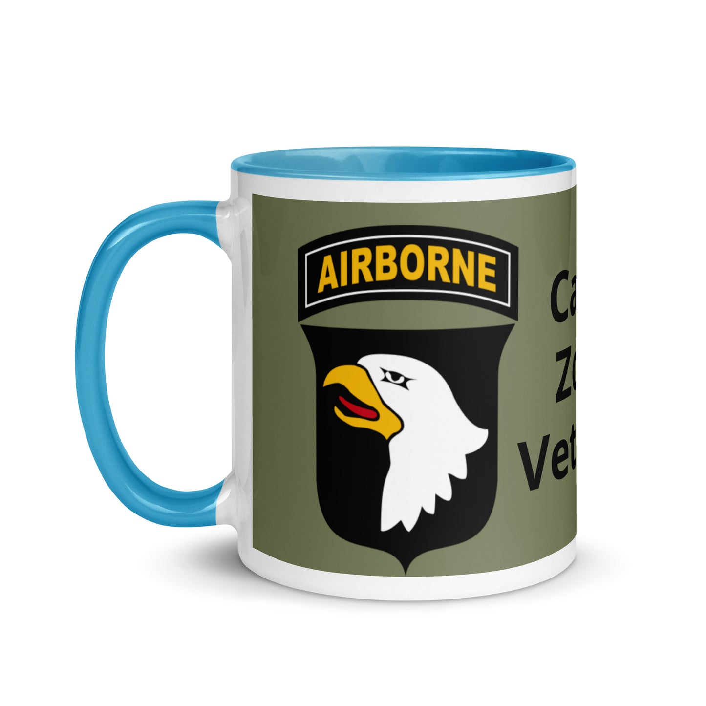 Mug with Color Inside - airborne design with army green background