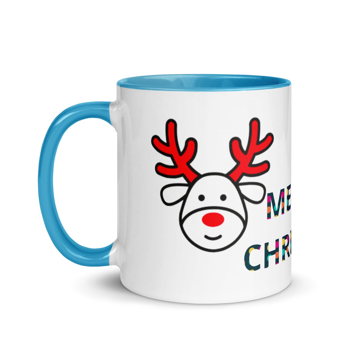 Mug with Color Inside - Christmas design reindeer with Merry christmas