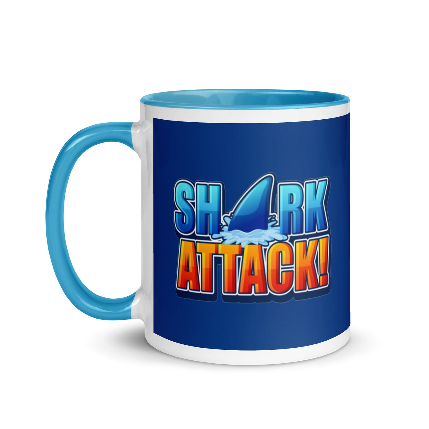 Mug with Color Inside - Shark Attack design cup color blue