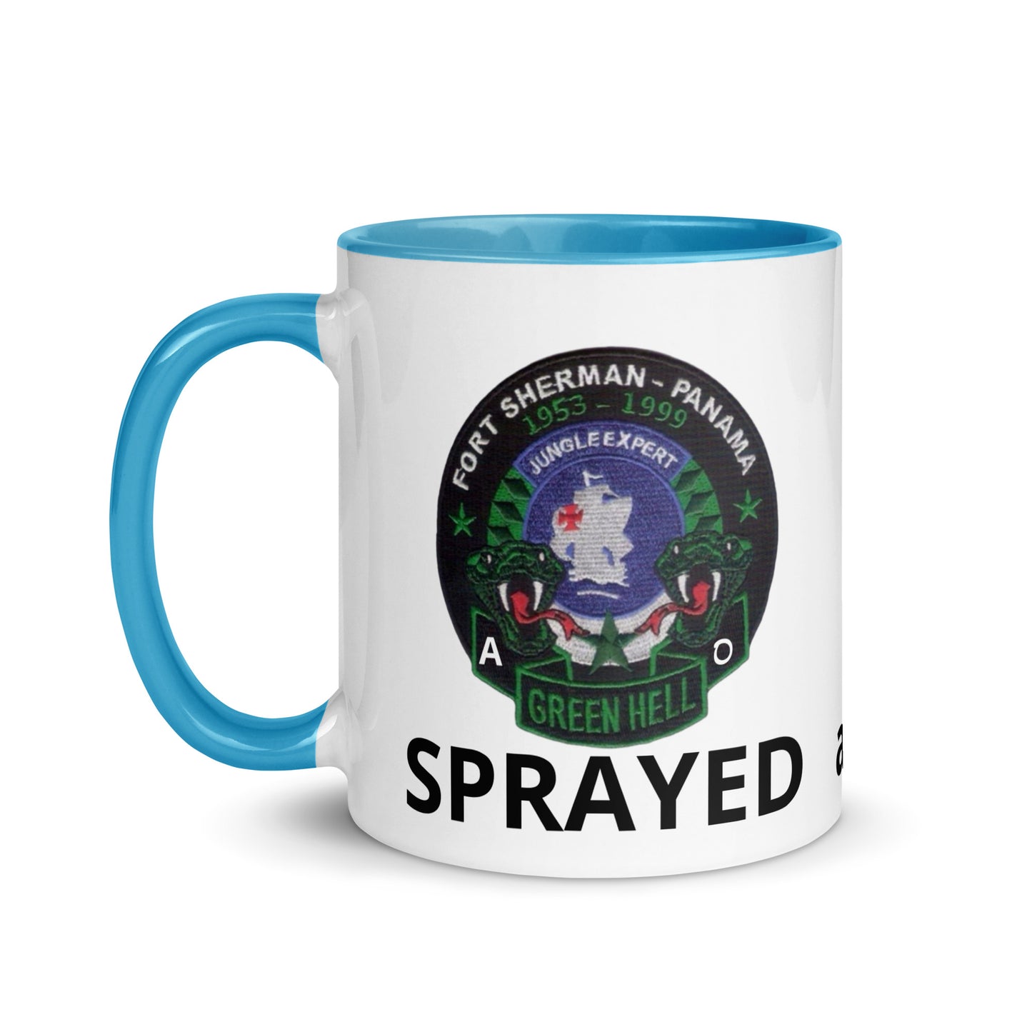 Panama Canal Zone Veterans Mug with Color Inside Green Hell Jungle Expert Design Sprayed and Betrayed