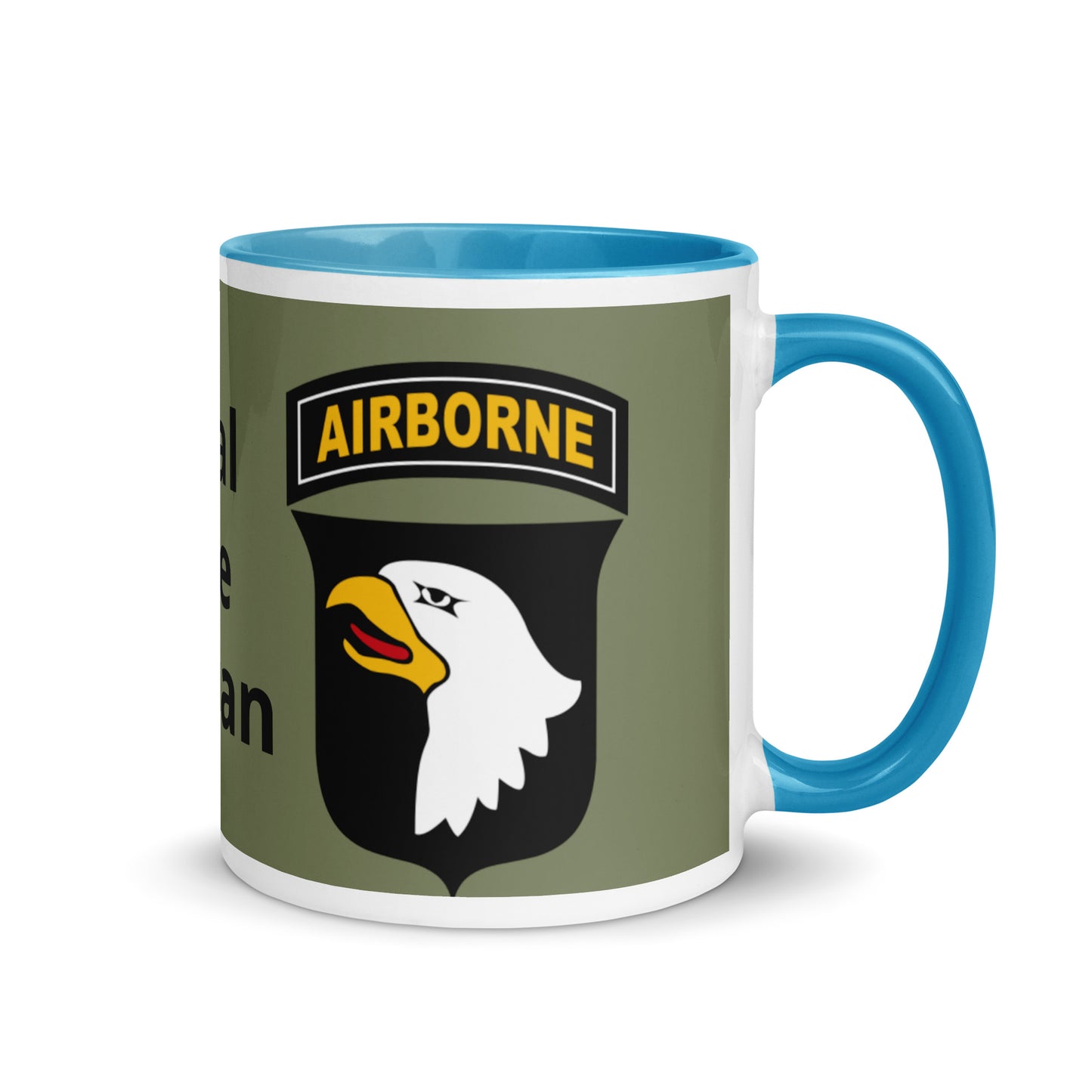Mug with Color Inside - airborne design with army green background