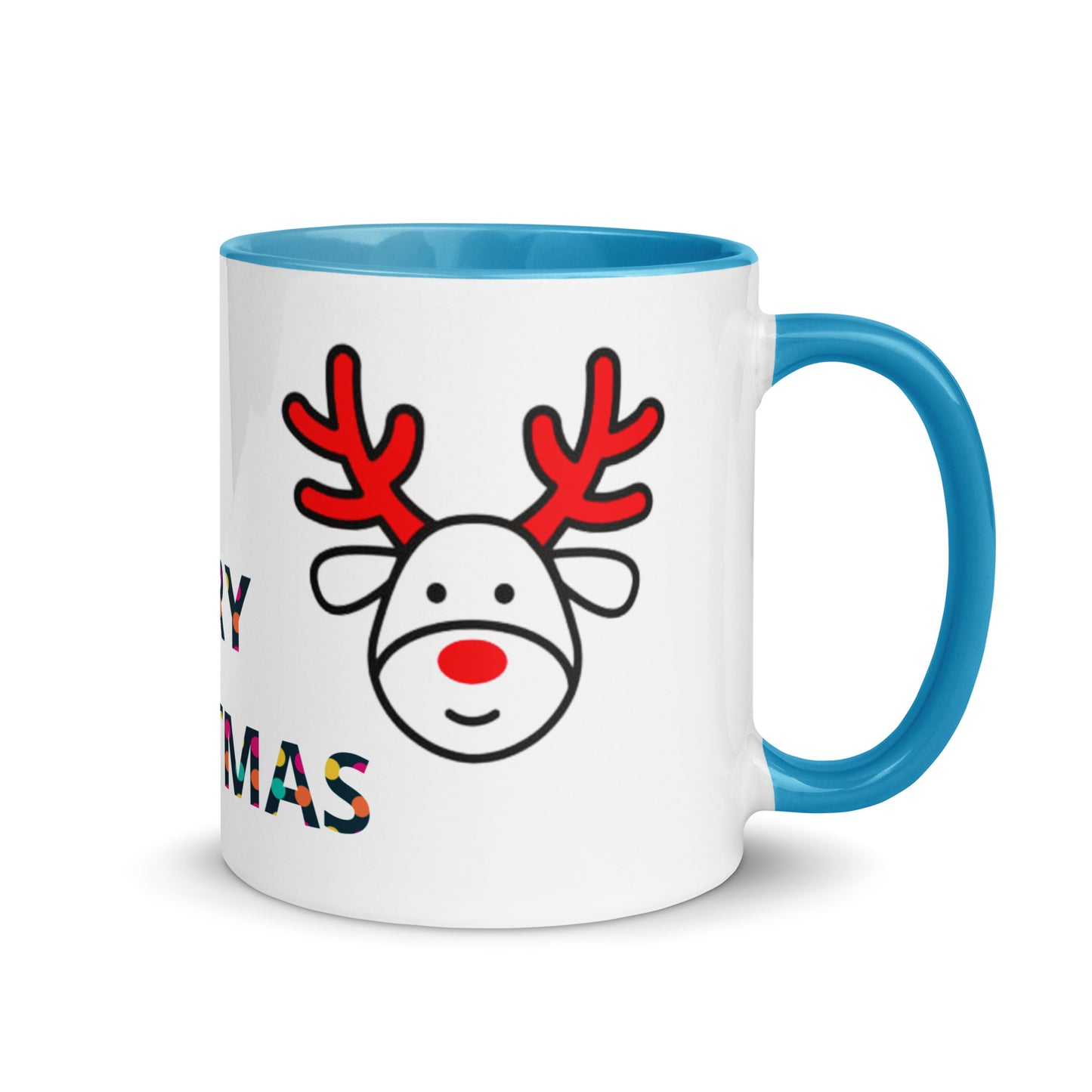 Mug with Color Inside - Christmas design reindeer with Merry christmas