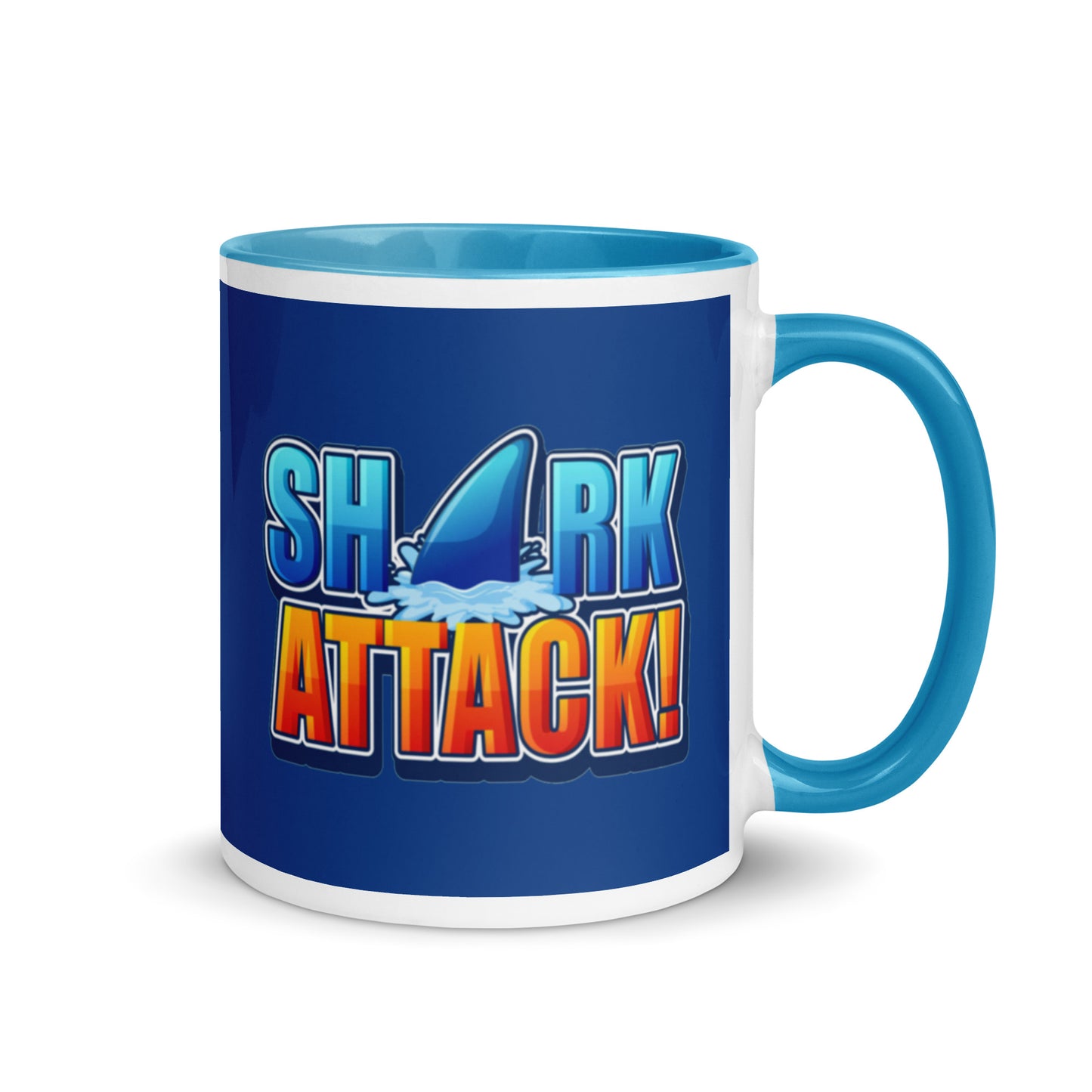 Mug with Color Inside - Shark Attack design cup color blue