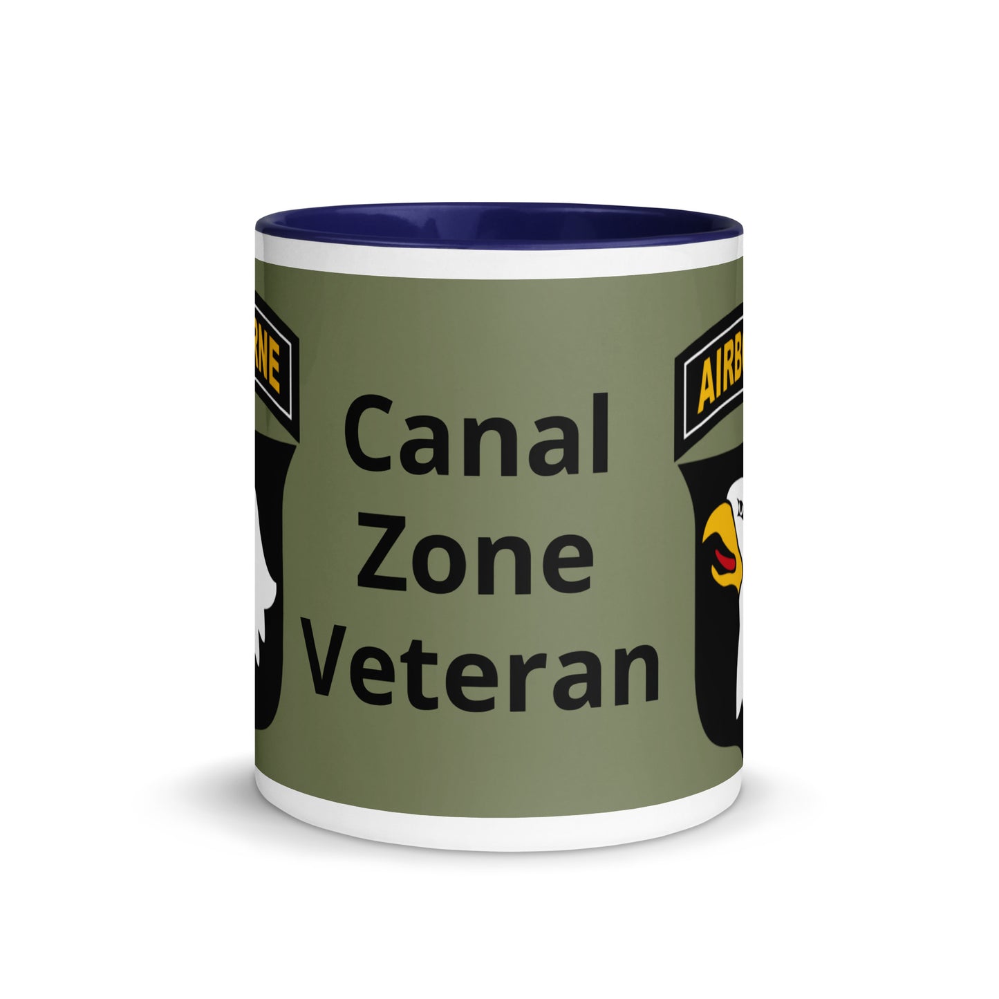 Mug with Color Inside - airborne design with army green background