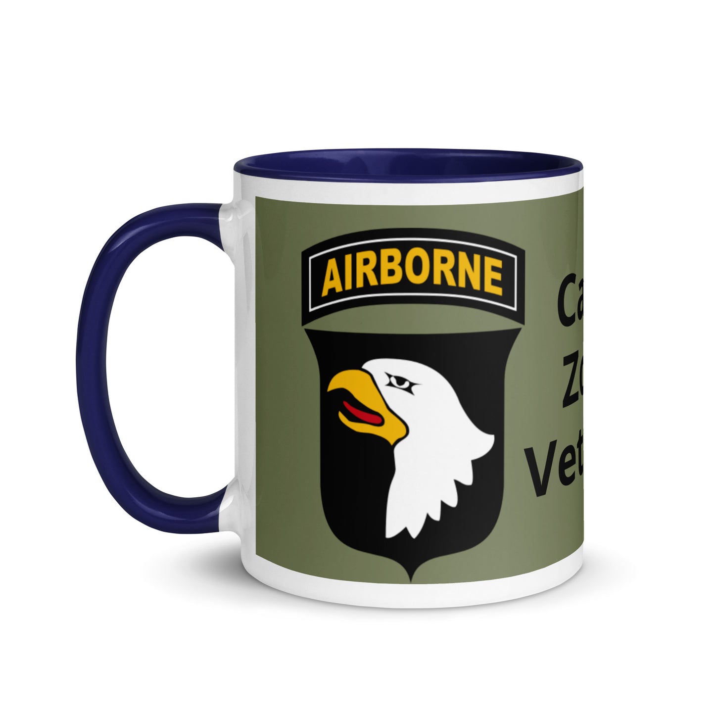 Mug with Color Inside - airborne design with army green background