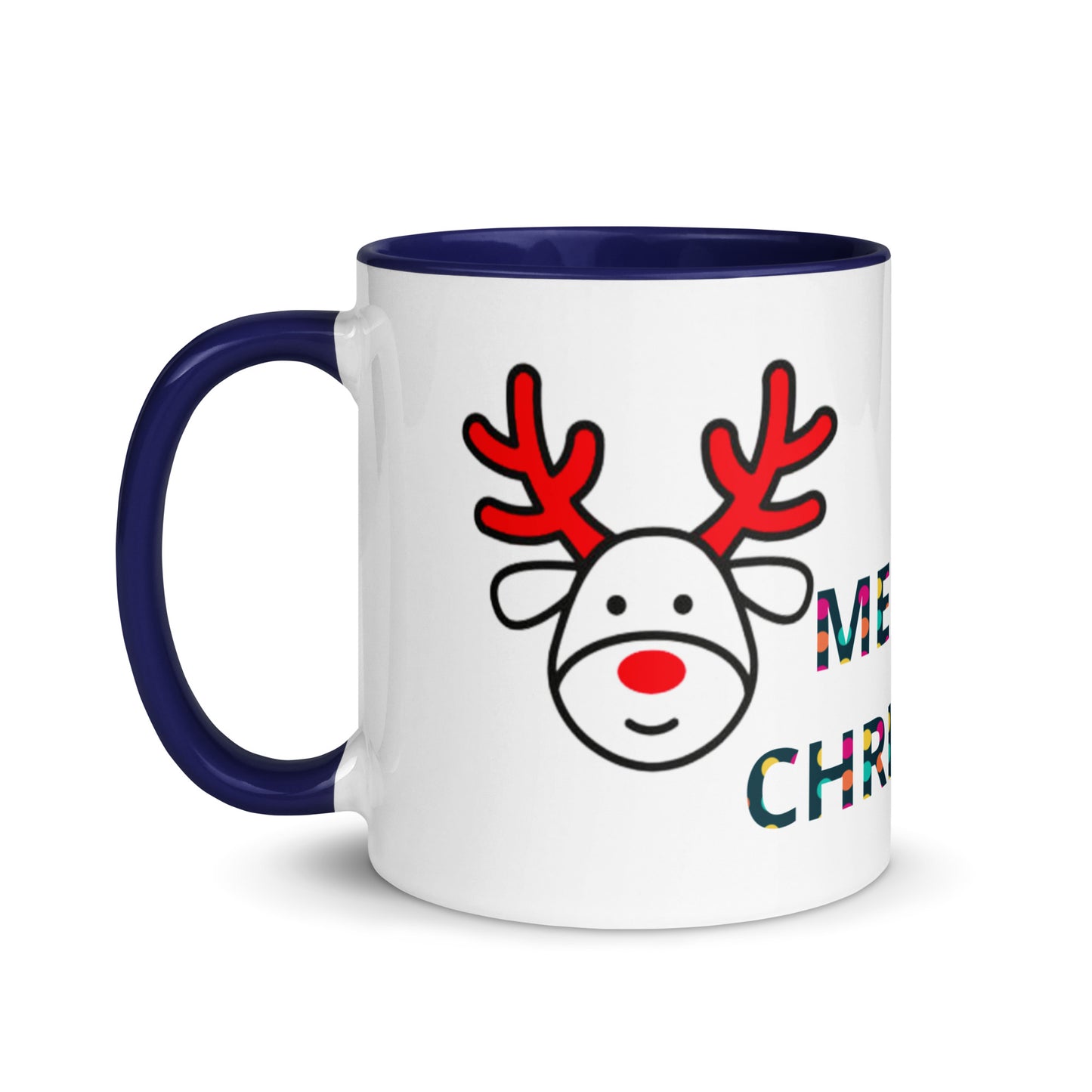 Mug with Color Inside - Christmas design reindeer with Merry christmas