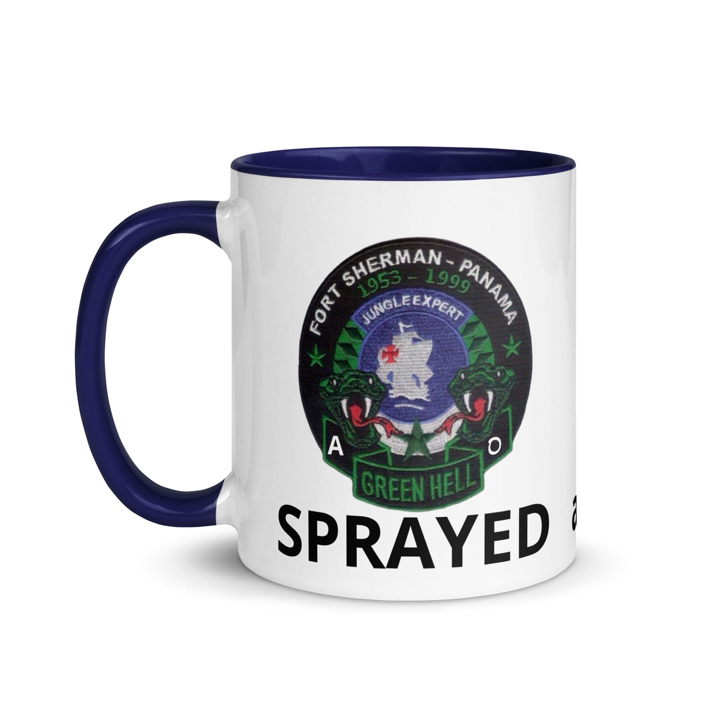 Panama Canal Zone Veterans Mug with Color Inside Green Hell Jungle Expert Design Sprayed and Betrayed