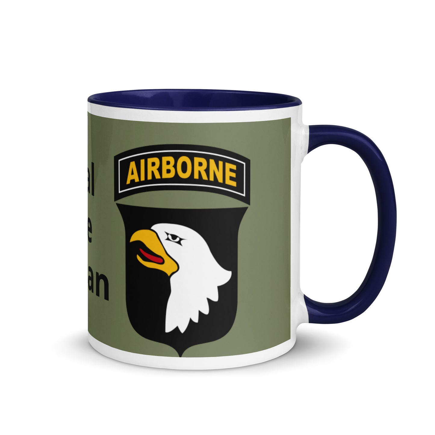 Mug with Color Inside - airborne design with army green background