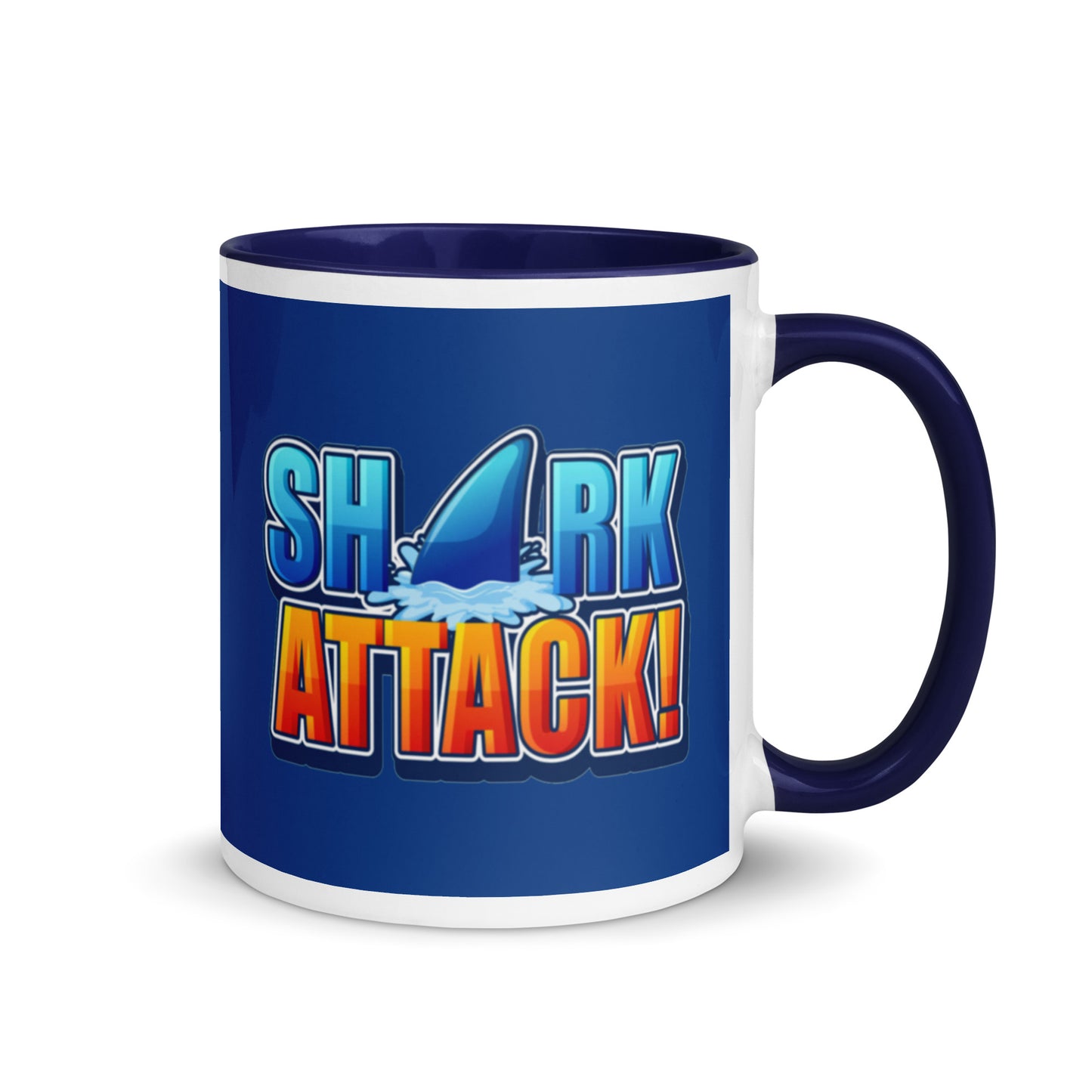 Mug with Color Inside - Shark Attack design cup color blue