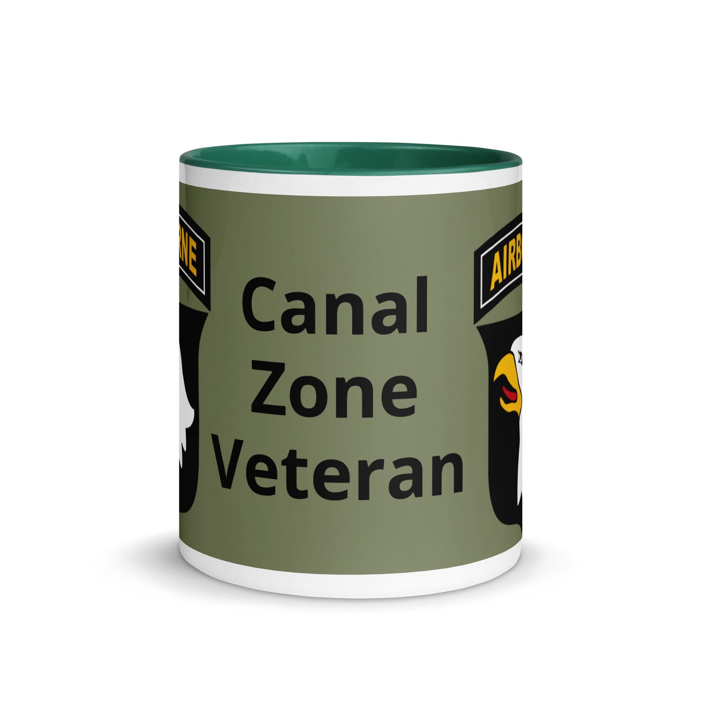 Mug with Color Inside - airborne design with army green background