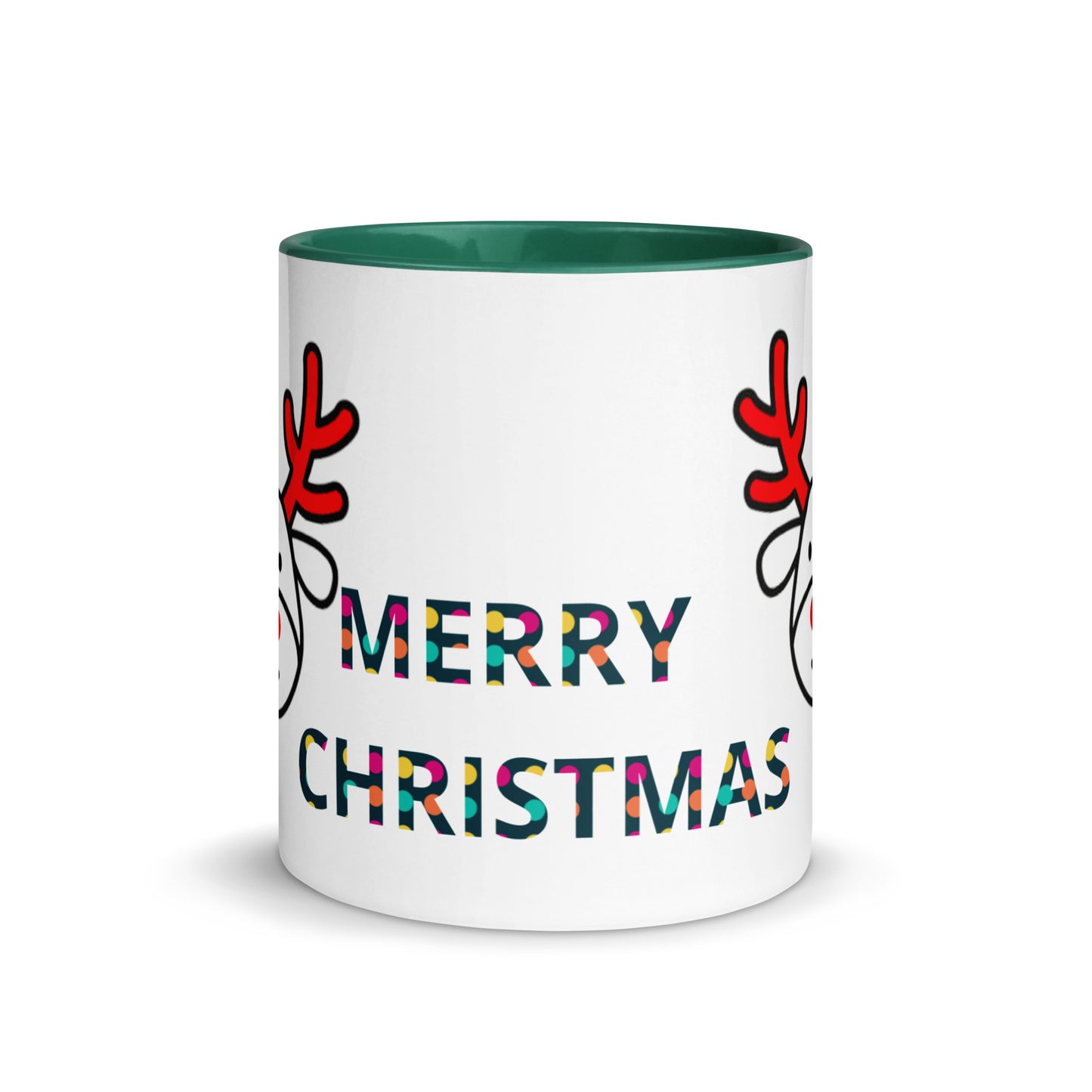 Mug with Color Inside - Christmas design reindeer with Merry christmas