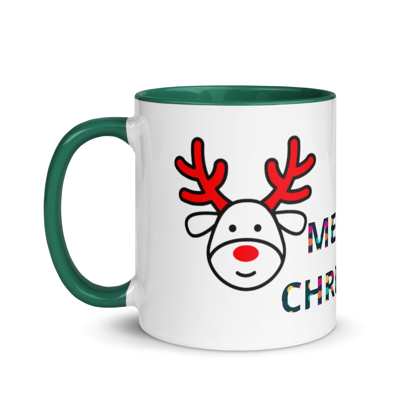 Mug with Color Inside - Christmas design reindeer with Merry christmas