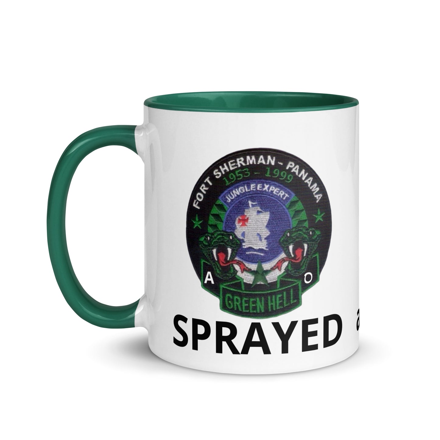 Panama Canal Zone Veterans Mug with Color Inside Green Hell Jungle Expert Design Sprayed and Betrayed