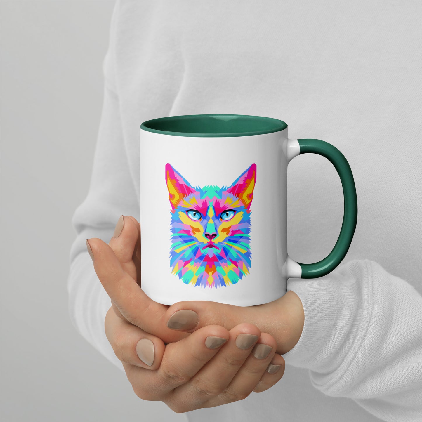 Mug with Color Inside - Pretty kitty design