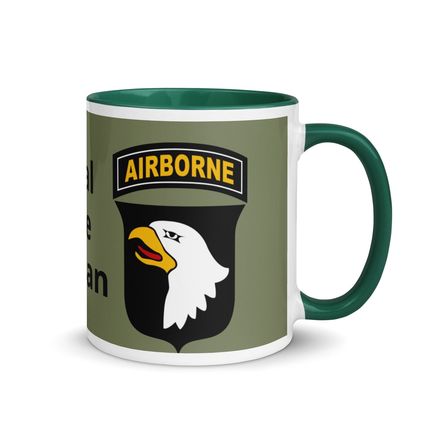 Mug with Color Inside - airborne design with army green background