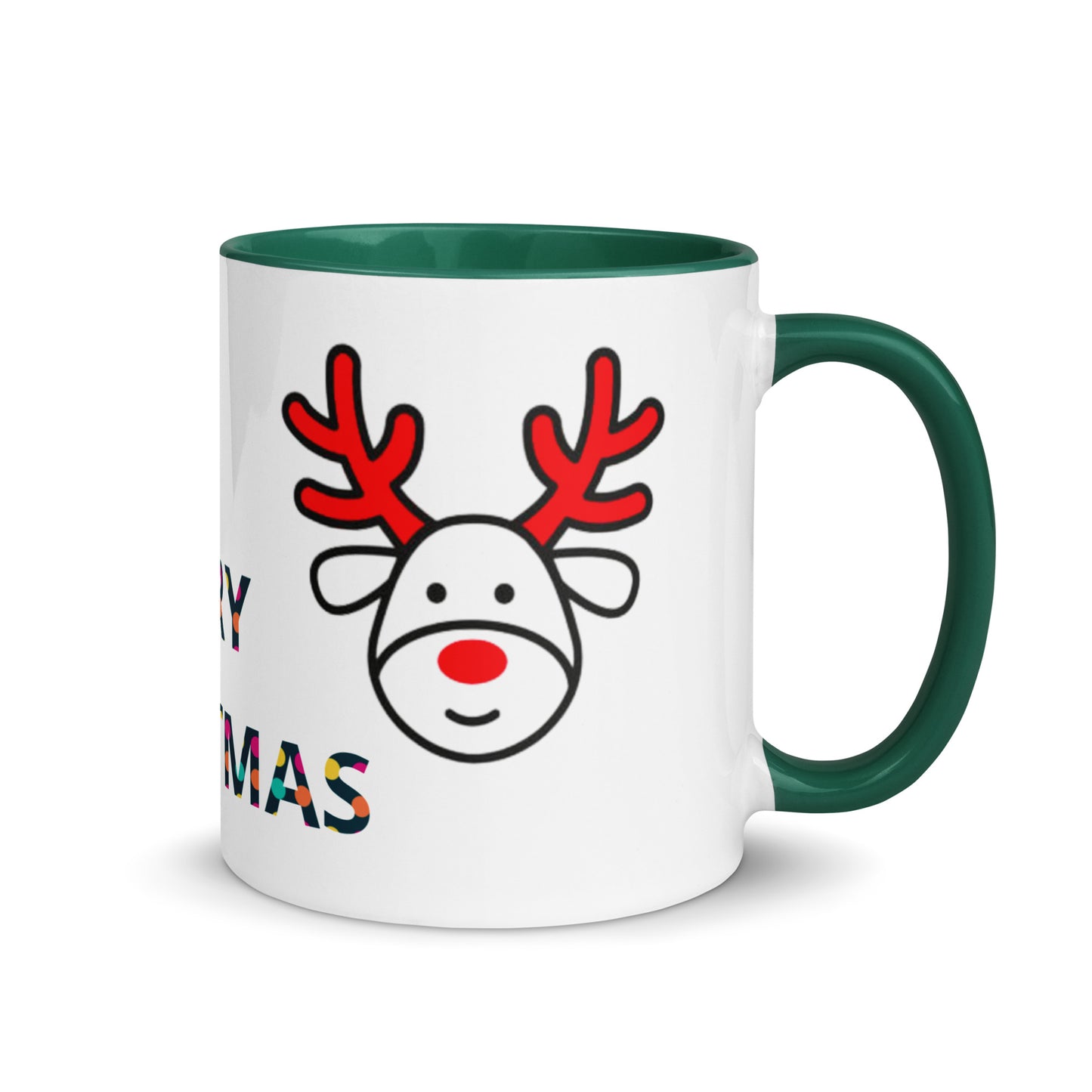 Mug with Color Inside - Christmas design reindeer with Merry christmas