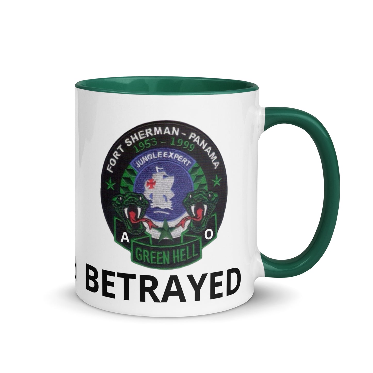 Panama Canal Zone Veterans Mug with Color Inside Green Hell Jungle Expert Design Sprayed and Betrayed