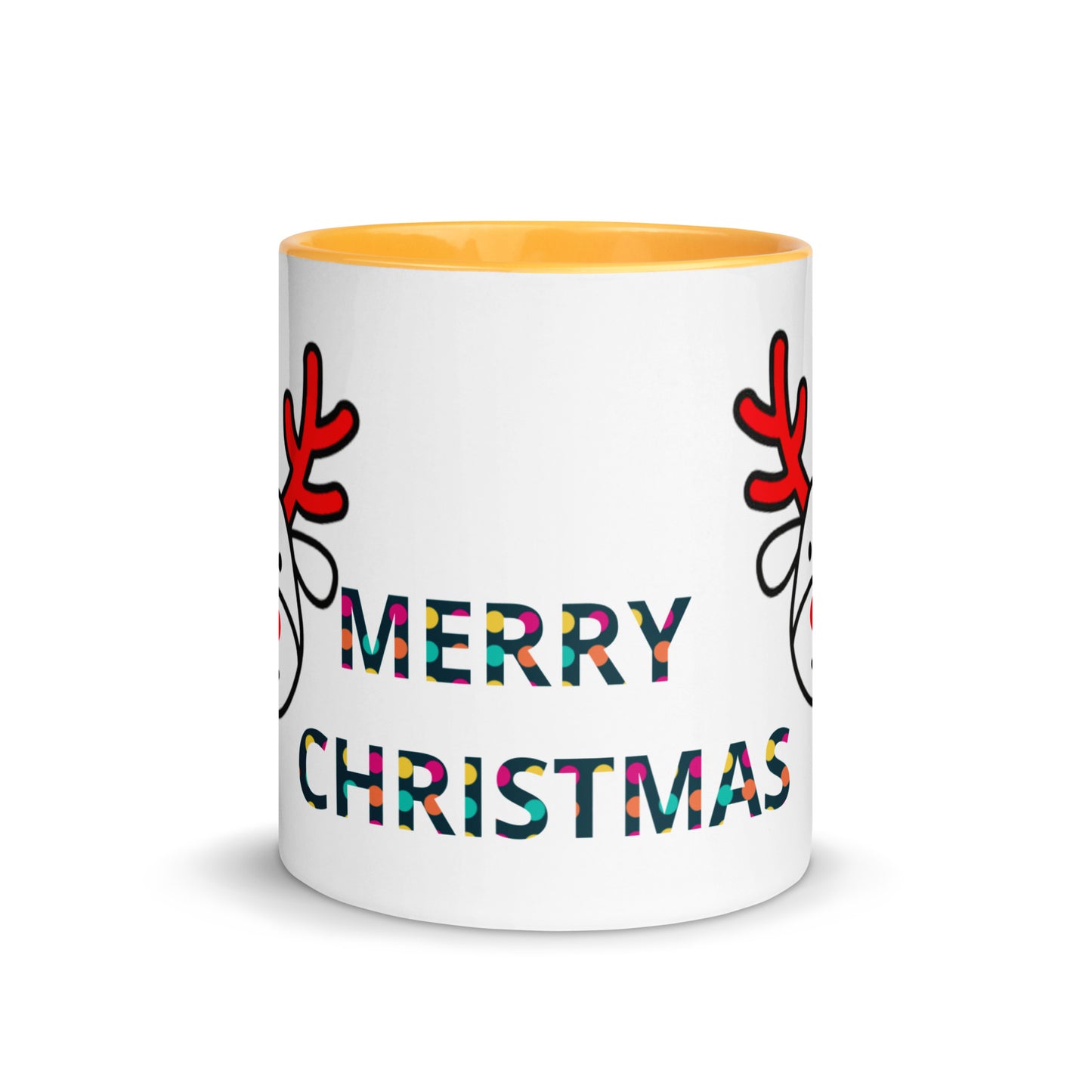 Mug with Color Inside - Christmas design reindeer with Merry christmas