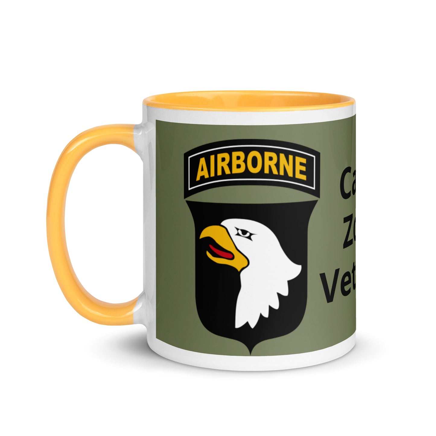Mug with Color Inside - airborne design with army green background
