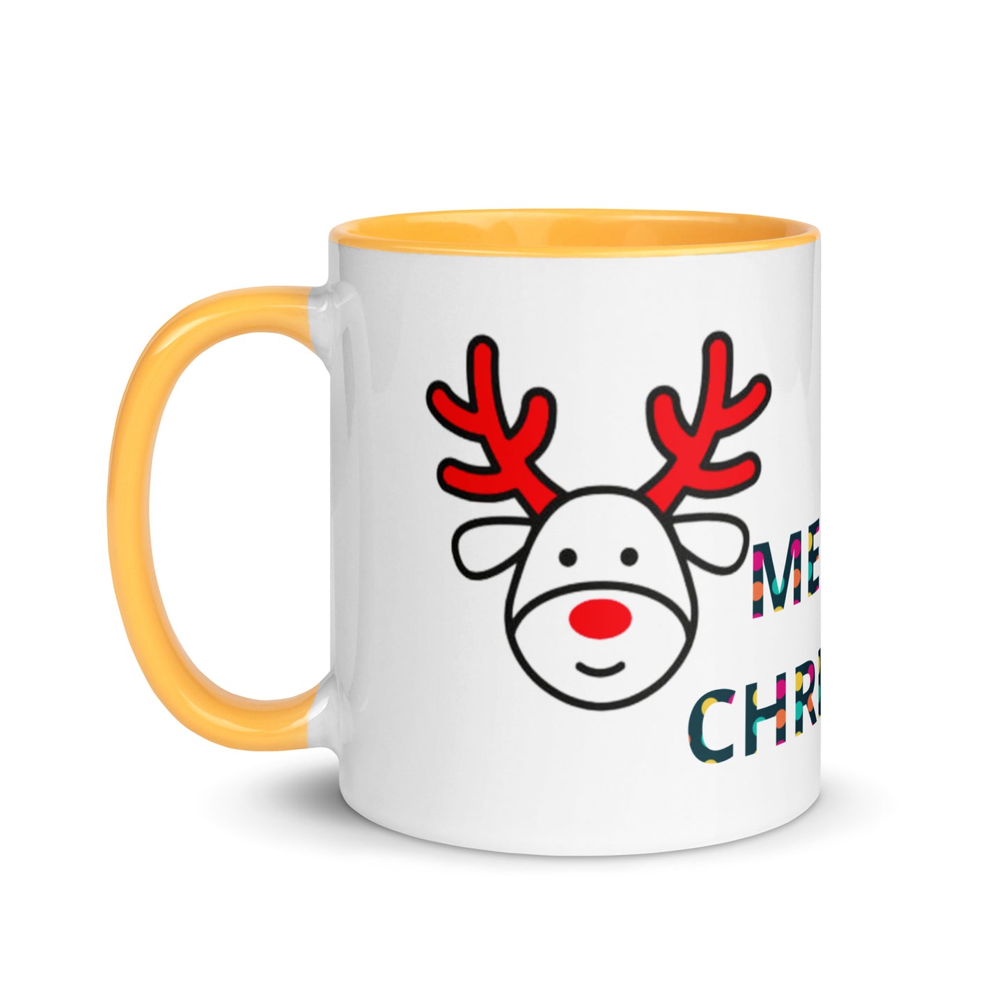 Mug with Color Inside - Christmas design reindeer with Merry christmas