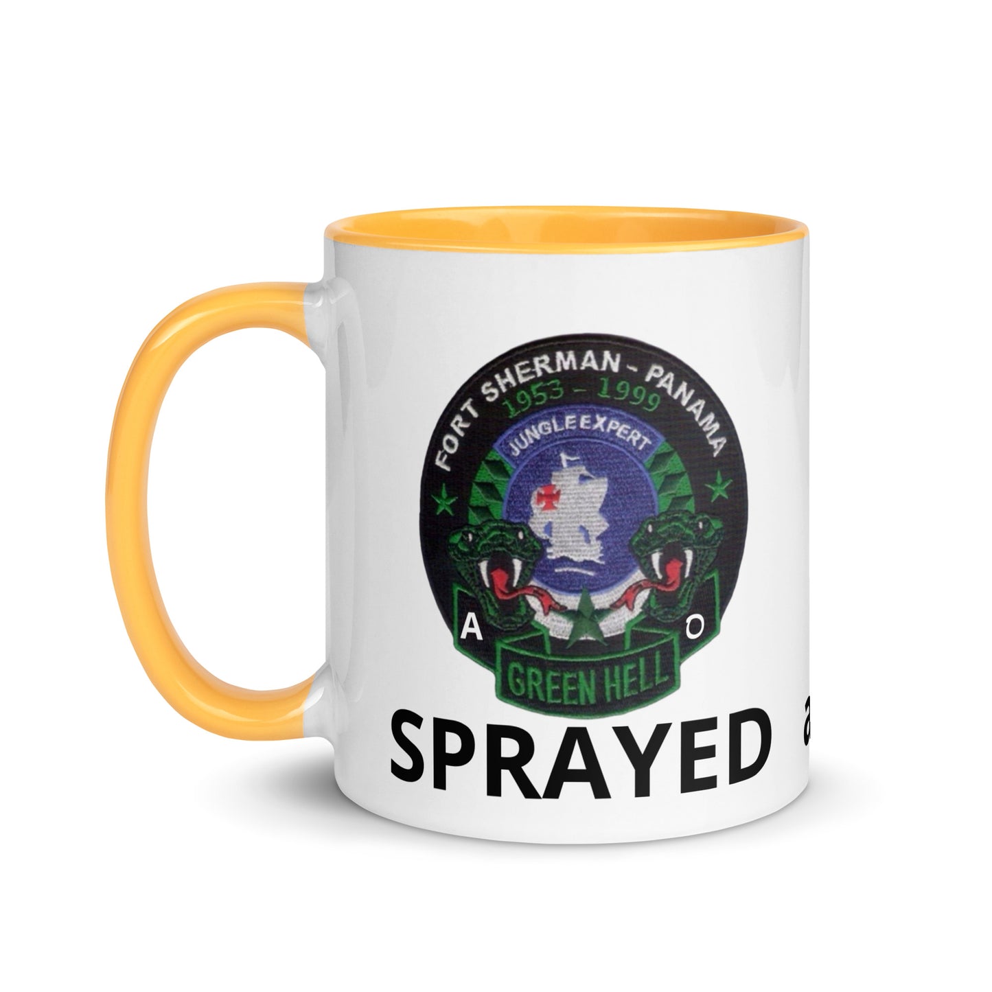 Panama Canal Zone Veterans Mug with Color Inside Green Hell Jungle Expert Design Sprayed and Betrayed