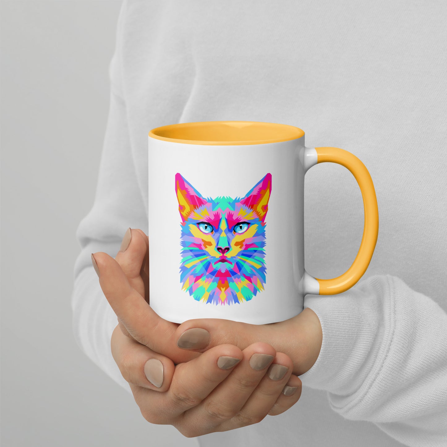 Mug with Color Inside - Pretty kitty design