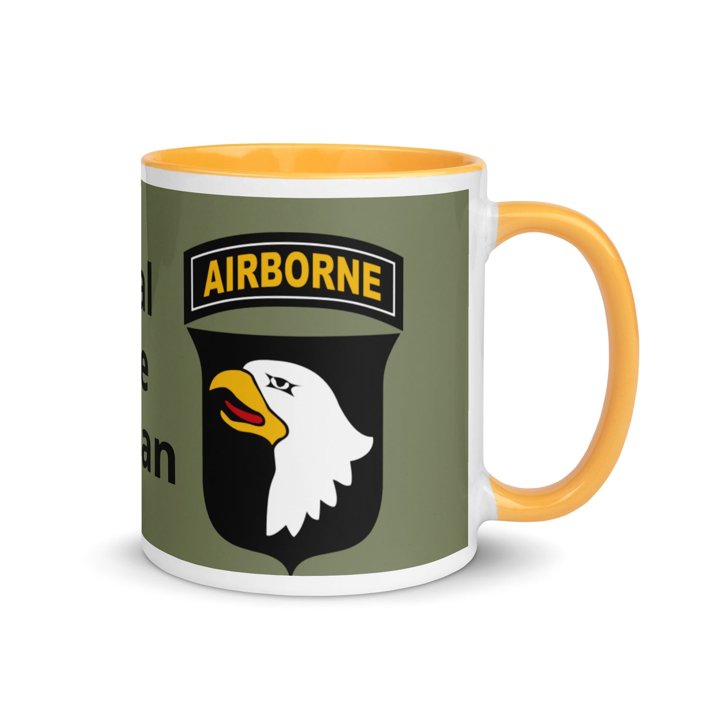 Mug with Color Inside - airborne design with army green background