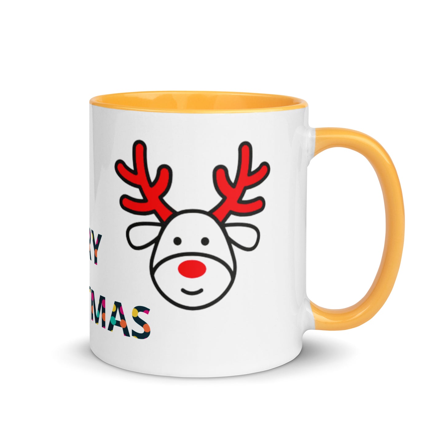 Mug with Color Inside - Christmas design reindeer with Merry christmas