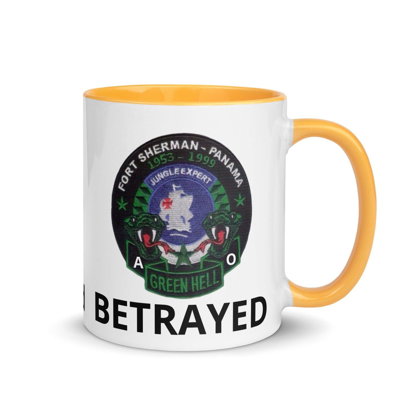 Panama Canal Zone Veterans Mug with Color Inside Green Hell Jungle Expert Design Sprayed and Betrayed
