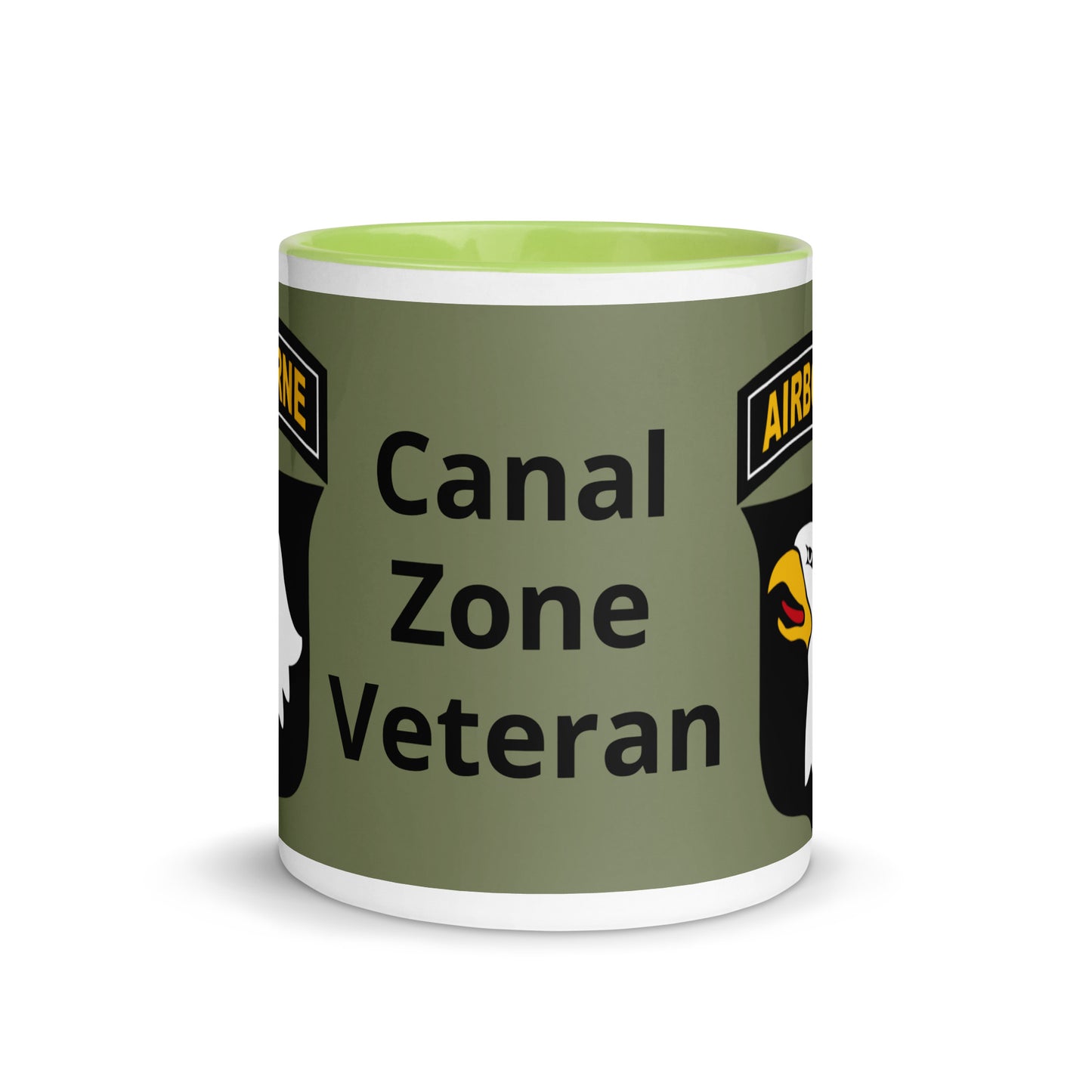 Mug with Color Inside - airborne design with army green background