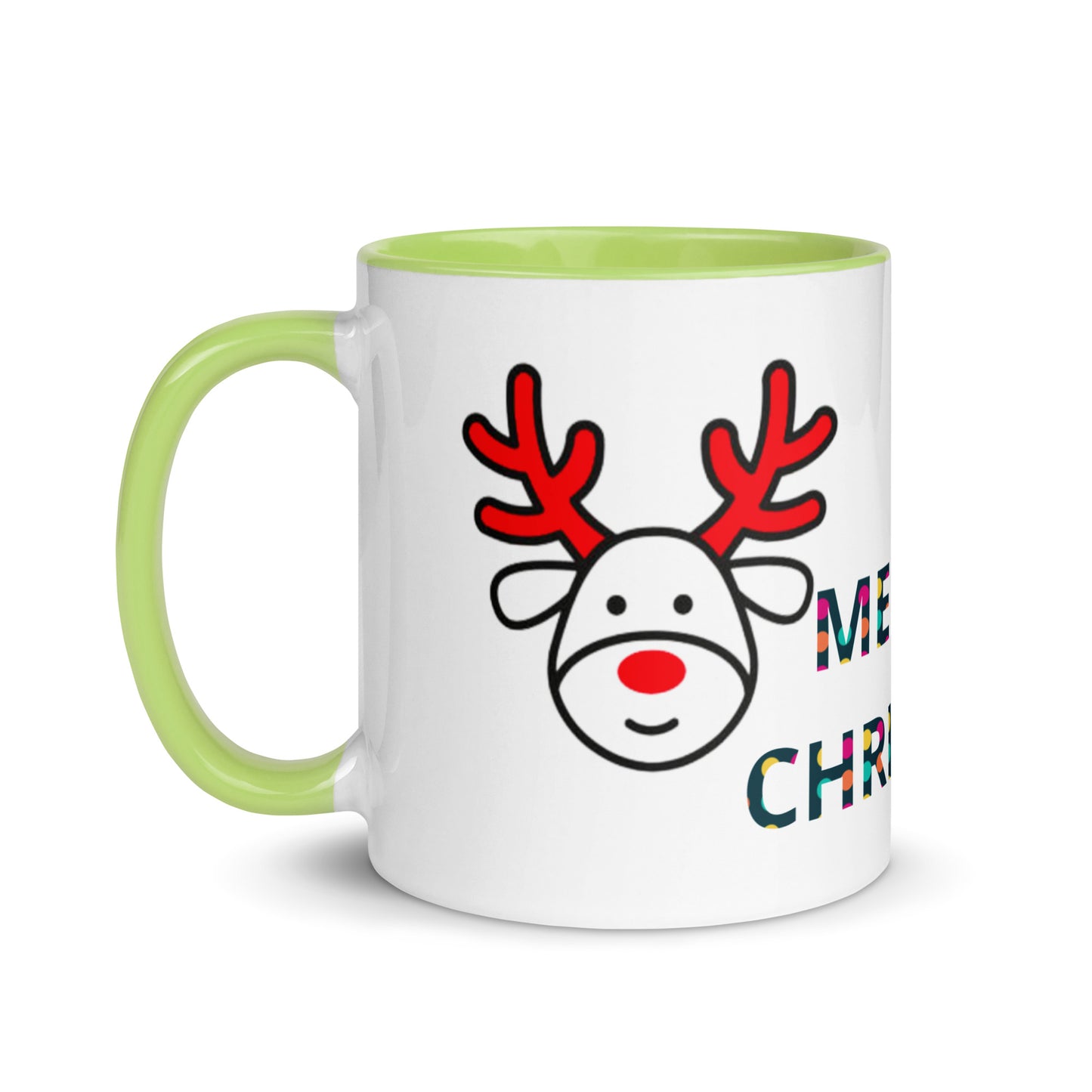 Mug with Color Inside - Christmas design reindeer with Merry christmas