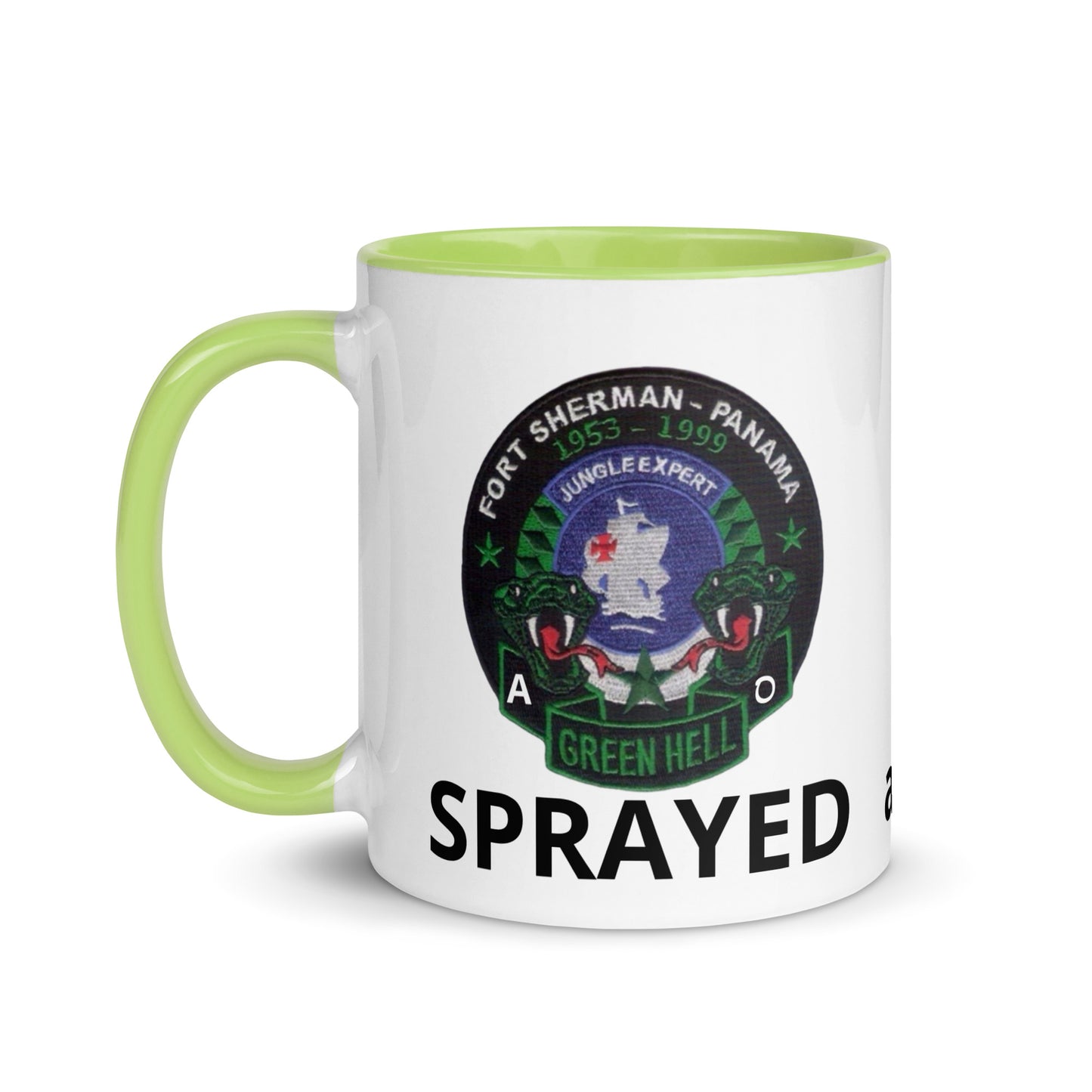 Panama Canal Zone Veterans Mug with Color Inside Green Hell Jungle Expert Design Sprayed and Betrayed
