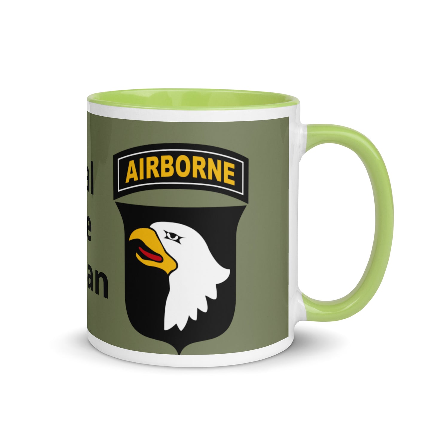 Mug with Color Inside - airborne design with army green background