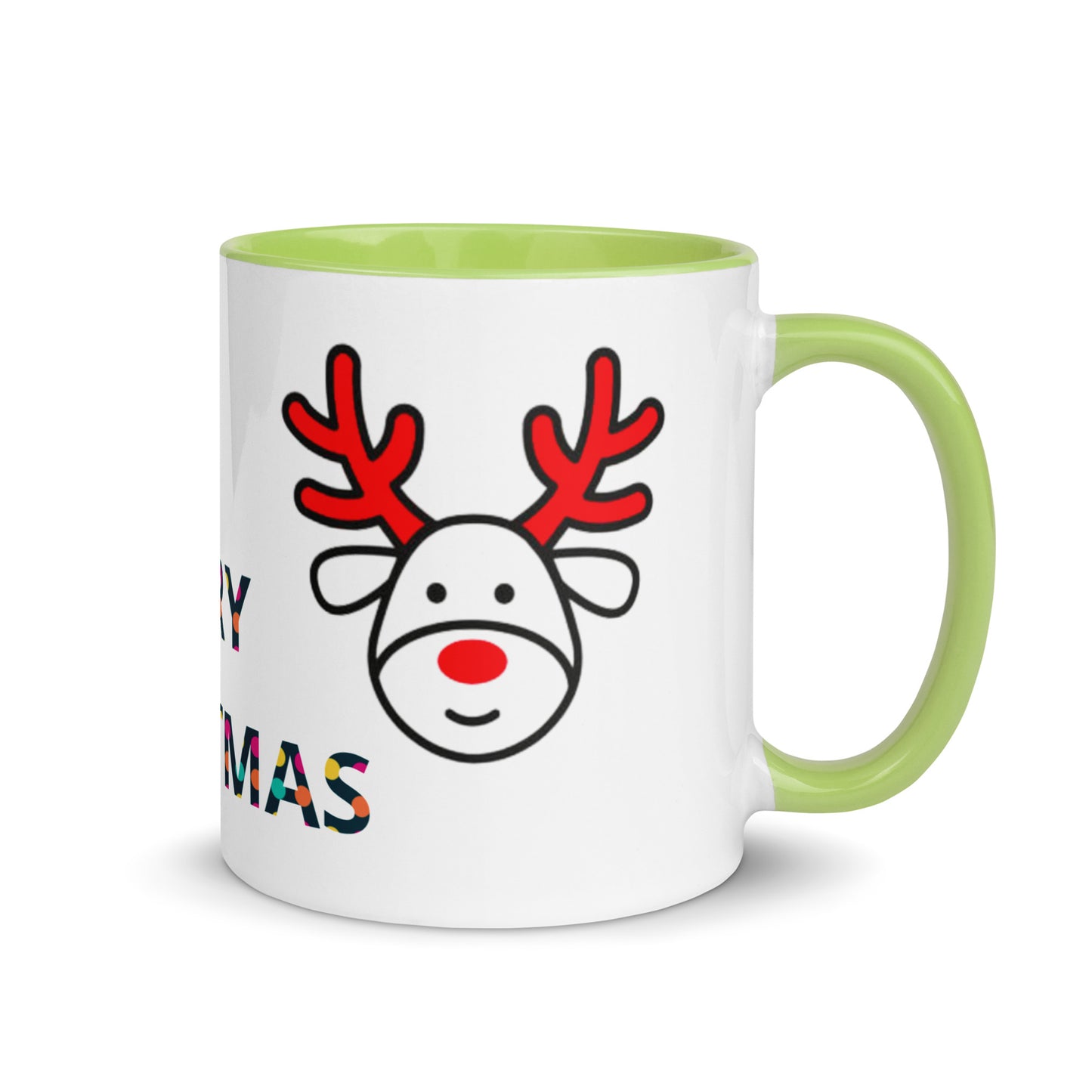 Mug with Color Inside - Christmas design reindeer with Merry christmas