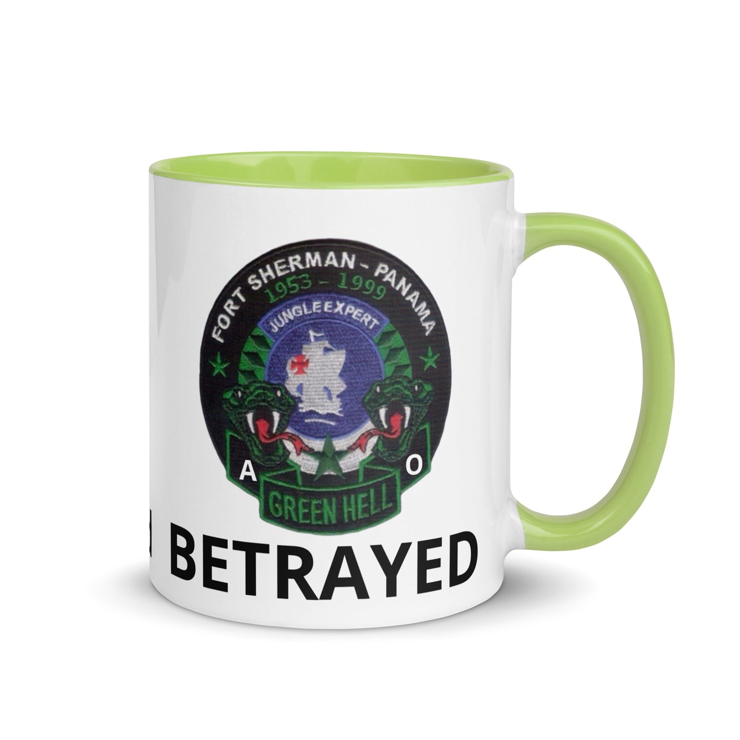 Panama Canal Zone Veterans Mug with Color Inside Green Hell Jungle Expert Design Sprayed and Betrayed