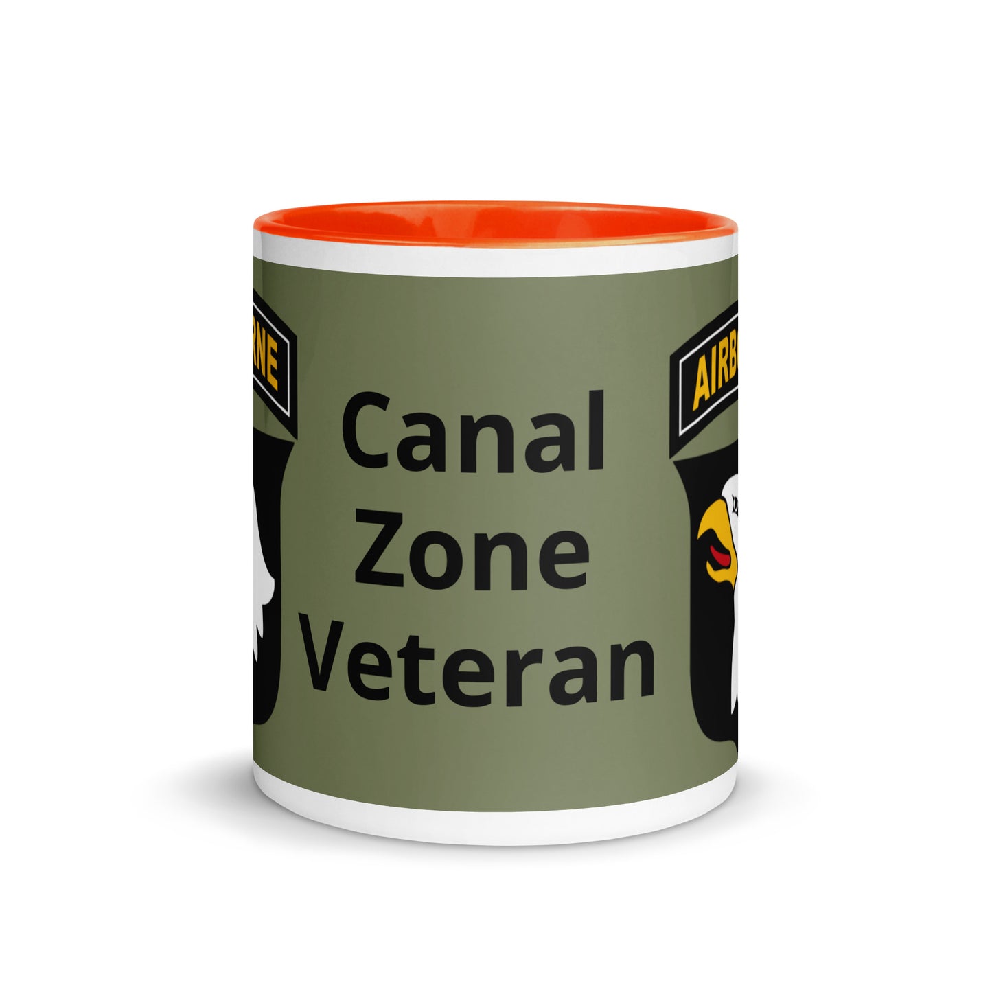Mug with Color Inside - airborne design with army green background