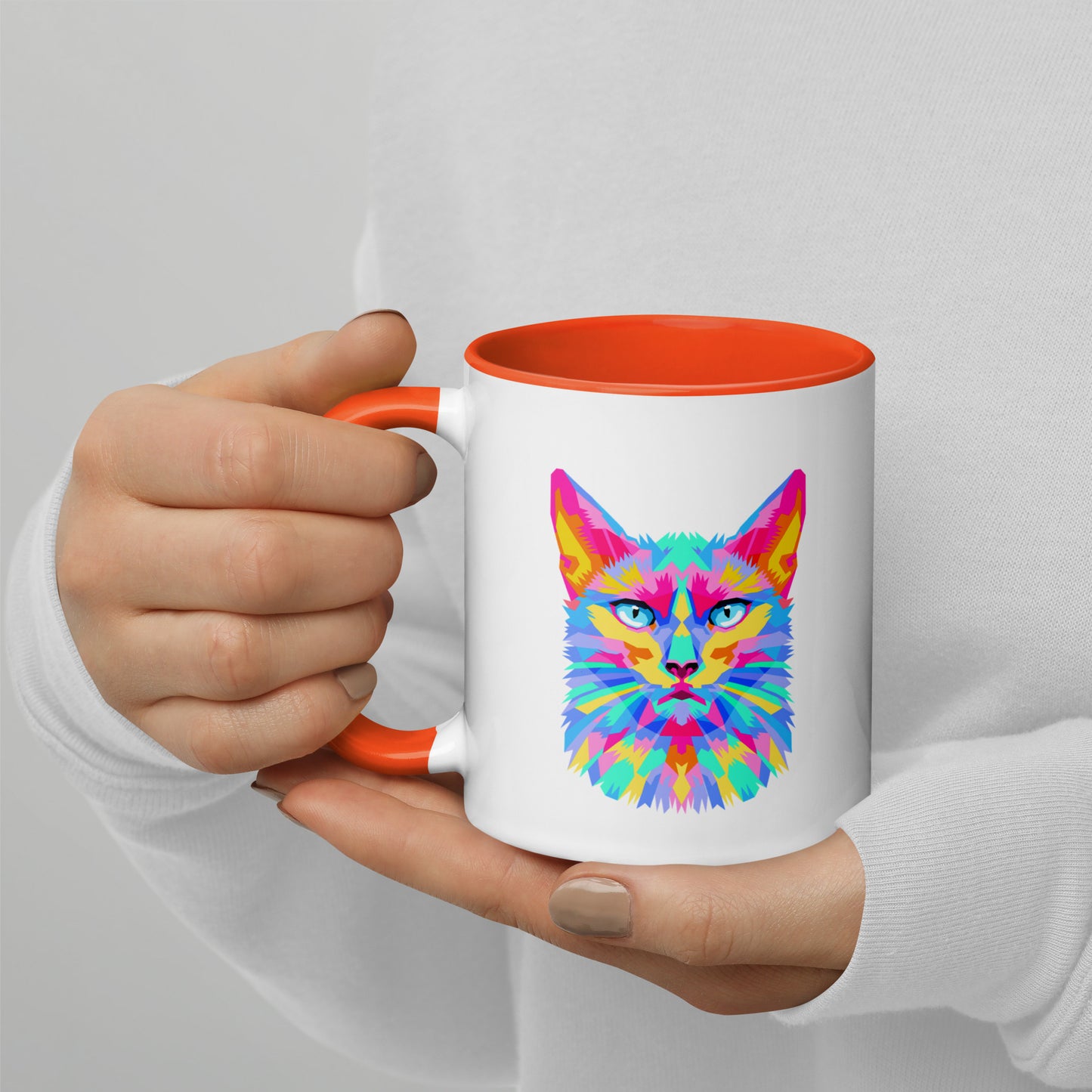 Mug with Color Inside - Pretty kitty design