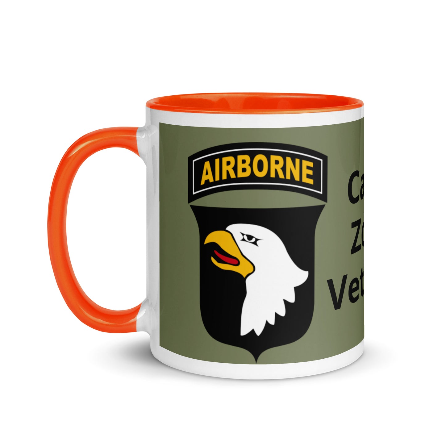 Mug with Color Inside - airborne design with army green background