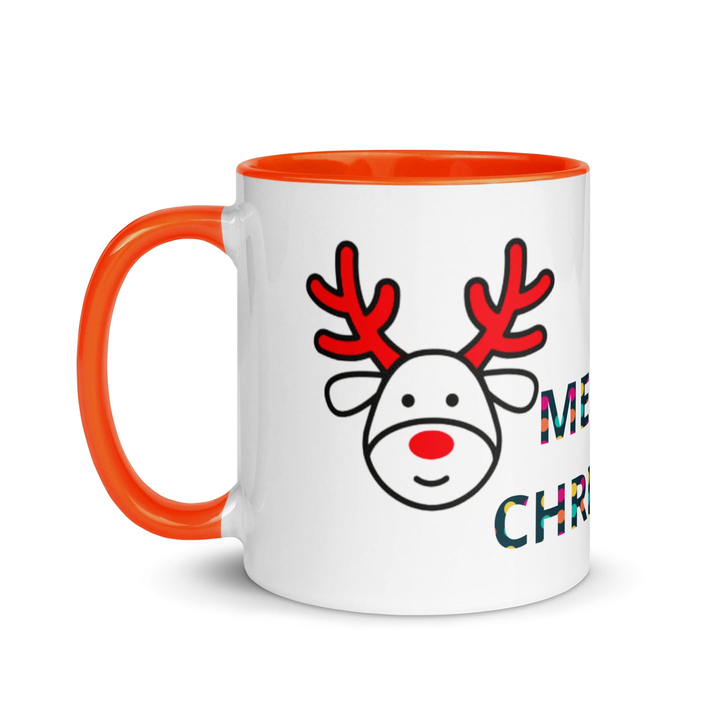 Mug with Color Inside - Christmas design reindeer with Merry christmas