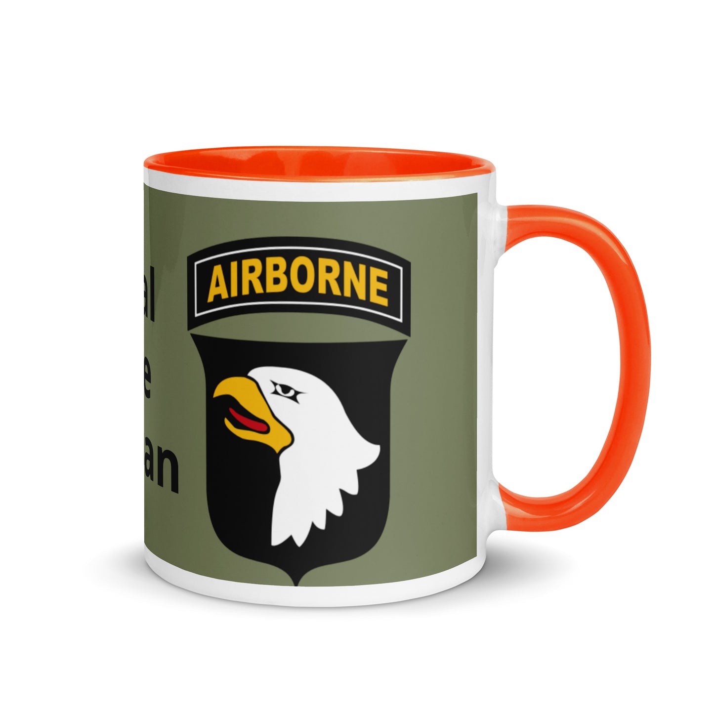 Mug with Color Inside - airborne design with army green background